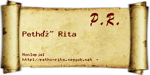Pethő Rita névjegykártya